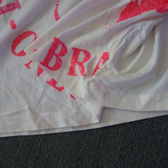 Diesel White V-Neck T-Shirt with Pink Only the Brave Design Size S - Picture 11 of 15